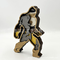 Cross-border new Christmas wooden 3D large foot monster ornament creative home office desk decoration festive gift