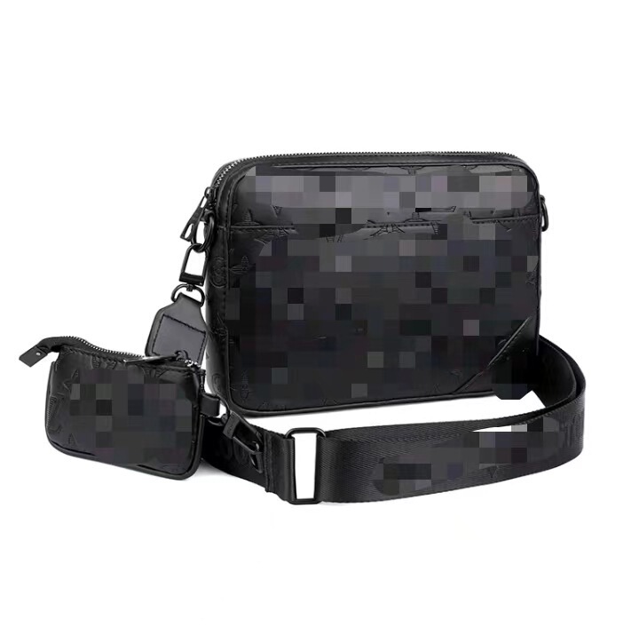 2318 # Men's Embossed Shoulder Crossbody Bag Two Piece Messenger Bag