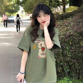 牛油果绿大童13少女短袖女t恤夏季14初中学生韩系15高中学生上衣