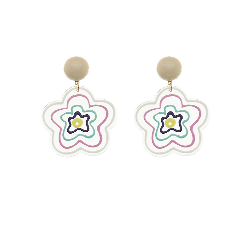 Nihaojewelry Contrast Color Resin Five-pointed Star Earrings Wholesale Jewelry display picture 6