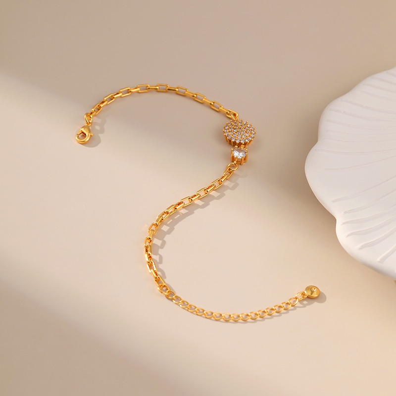 Fashion Round Copper Plating Inlay Rhinestones Bracelets 1 Piece