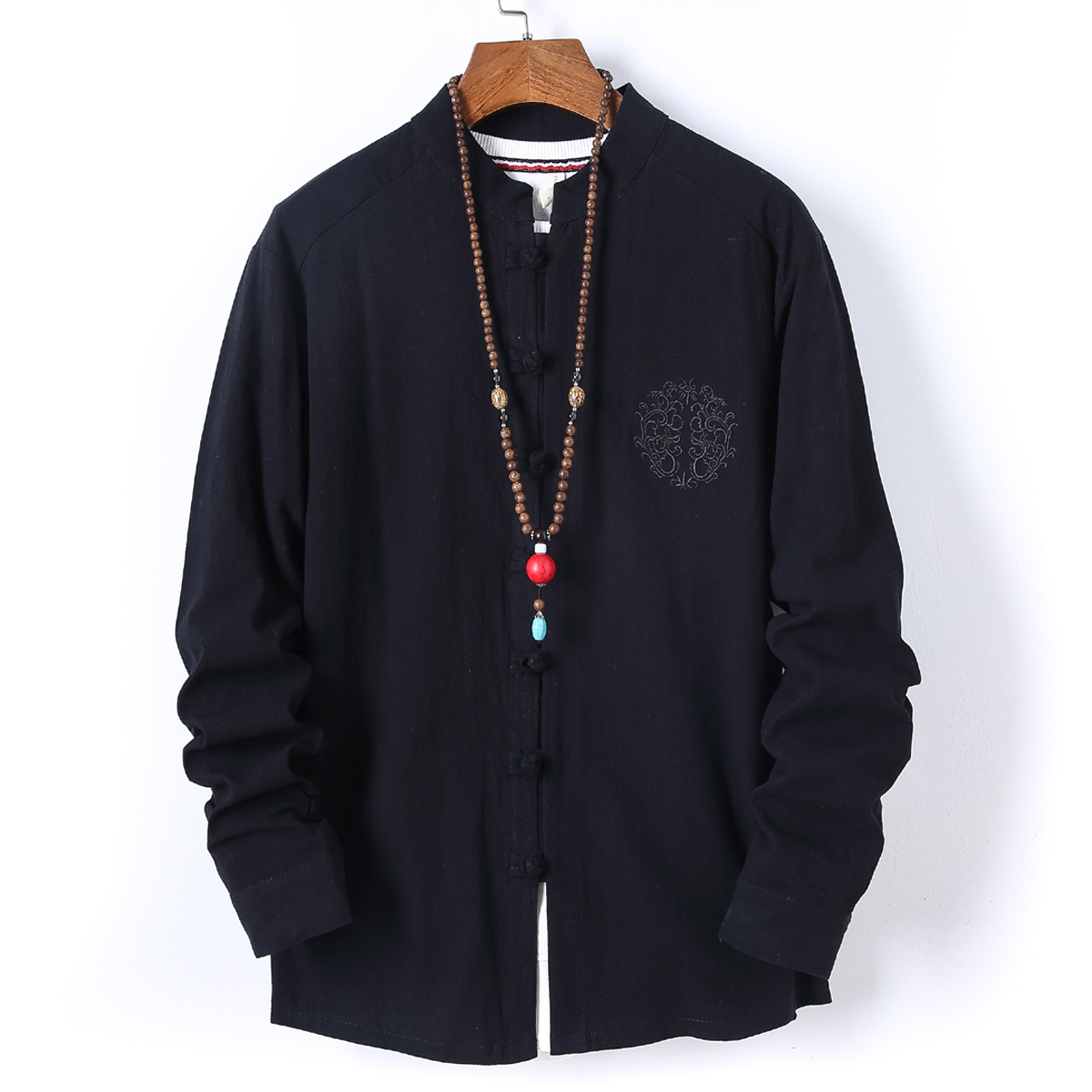 AliExpress 2022 primavera y otoño estilo chino retro camisa de manga larga para hombre cardigan antiguo traje bordado Tang traje Zhongshan