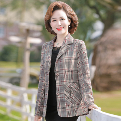 n05中老年春秋外套女薄款洋气上衣40岁50妇女中年妈妈春装西装|ru