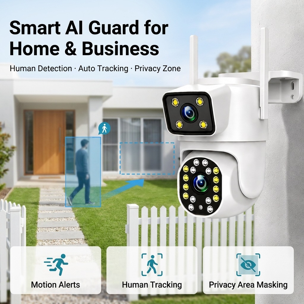 3MP Dual-Objektiv PTZ WiFi Kamera mit KI-Erkennung