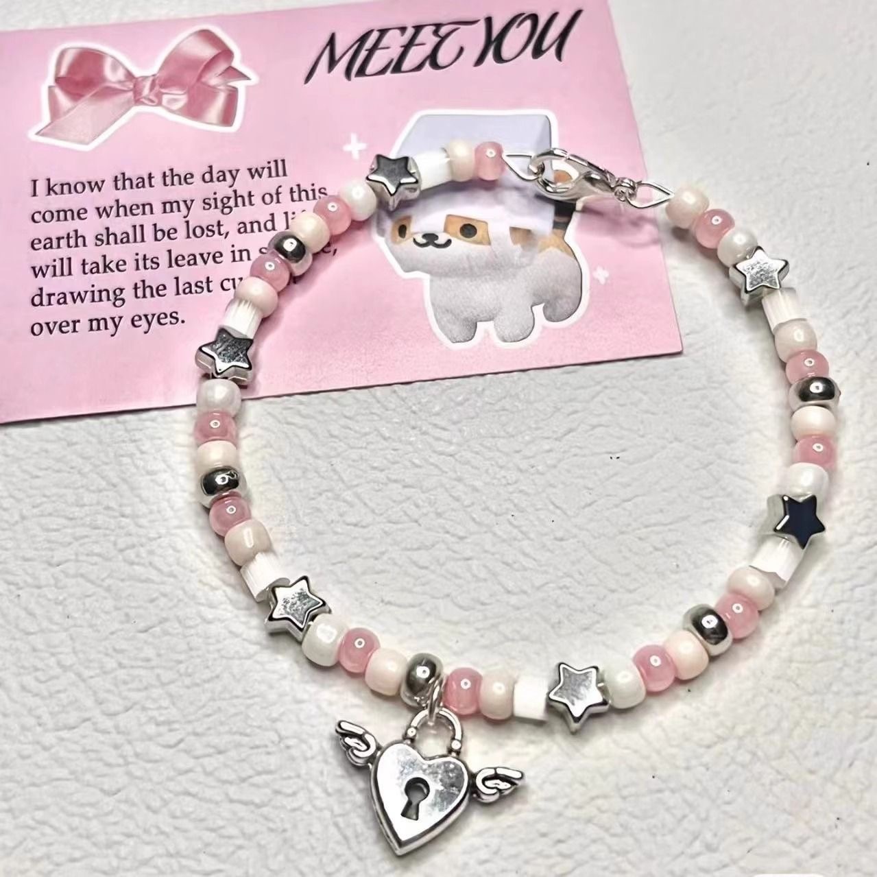 s158 핑크 엔젤 락 팔찌