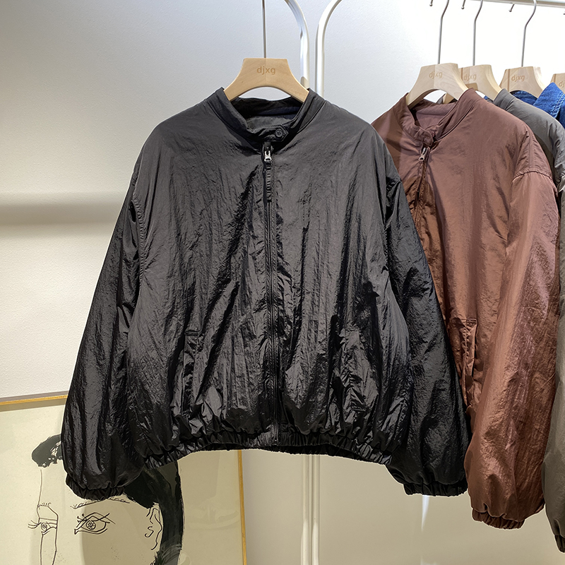简约帅气夹克蓬松保暖羽绒服女2024冬季新款宽松棒球服外套潮