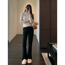 喇叭裤显腿长加绒加厚大码小黑裤高腰显瘦马体裤微喇裤女秋冬新款