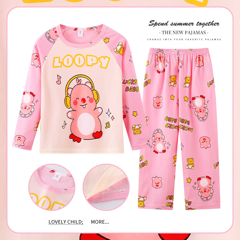 Pijamas de las niñas primavera y otoño manga larga delgada medio y grande niños lindos dibujos animados bebé niños princesa estilo homewear traje