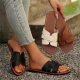 Europe and the United States big trade plus size one-word slippers 2025 summer new beach sandals and slippers cross-border open-toe flat slippers