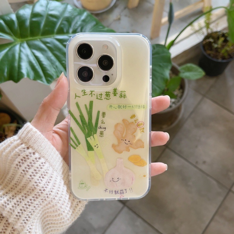 Vida divertida, pero el texto de cebolla, jengibre y ajo es adecuado para Apple 16Pro nueva funda para teléfono móvil 15ProMax 14/13 nuevo