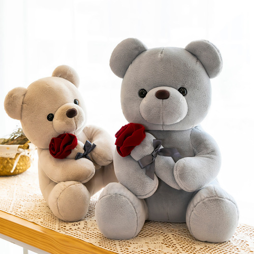 Creative Couple Teddy Bear Doll Valentine's Day Rose Bear Little Bear Plush Toy Cross-border Rag Doll Girl Gift