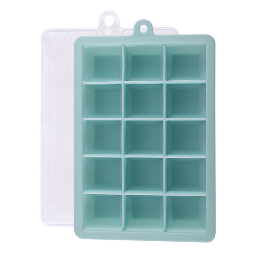 15-grid silicone ice cube mold with lid, ice cube storage box, household refrigerator ice making box, large ice cube jelly mold