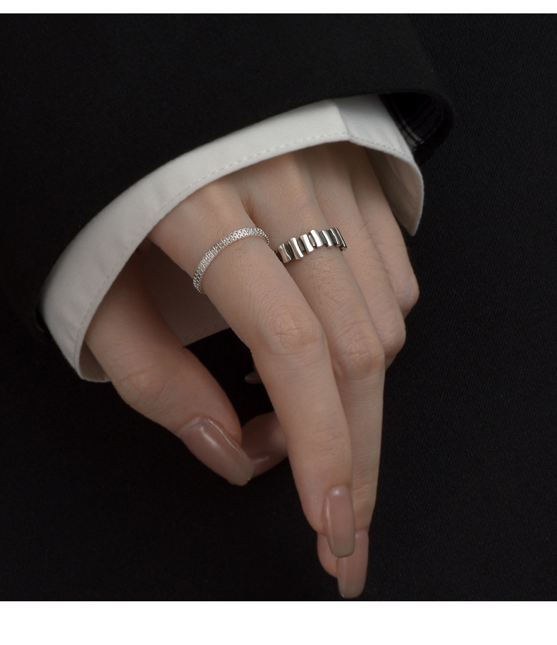 Antique Style Thai Silver Vertical Stripe Adjustable Bracelet_voghion.com