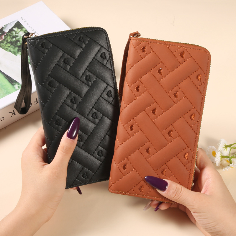 Cross-Border New Women's Wallet, Spring and Summer New Style, Simple Single Zipper Embroidered Wallet, Clutch Bag, Card Holder, Coin Purse, Trendy Cross-Border New Women's Wallet, Spring and Summer New Style, Simple Single Zipper Embroidered Wallet, Clutch Bag, Card Holder, Coin Purse, Trendy