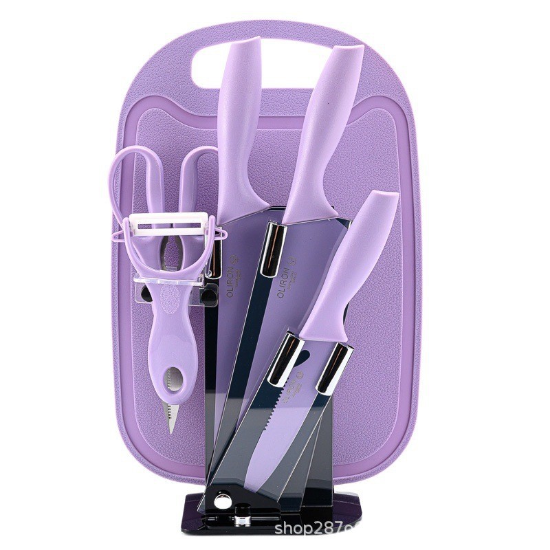 Cuchillo de paja transfronteriza de acero inoxidable cuchillo de paja de trigo para artículos de cocina domésticos acrílico set 7 piezas