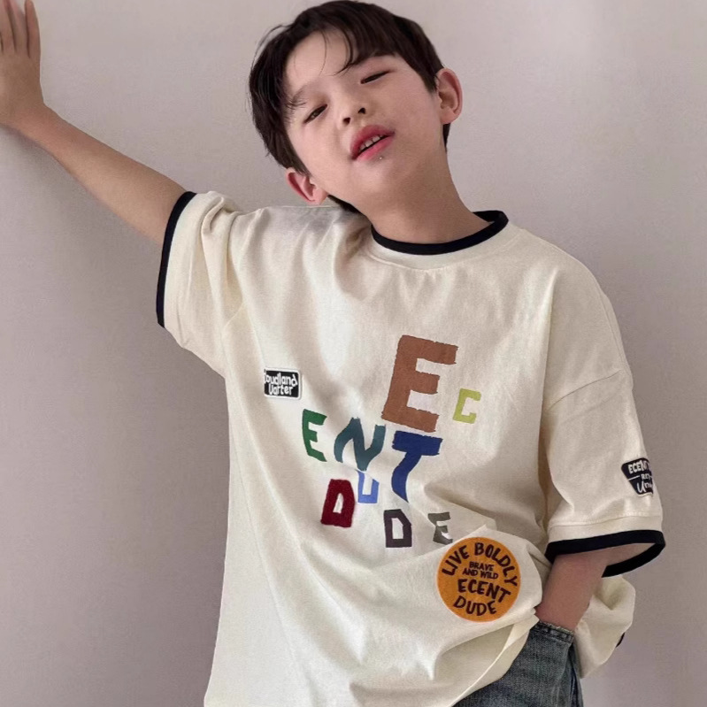 夏季童装男童短袖T恤2025新款儿童时髦上衣夏装打底衫女童半袖