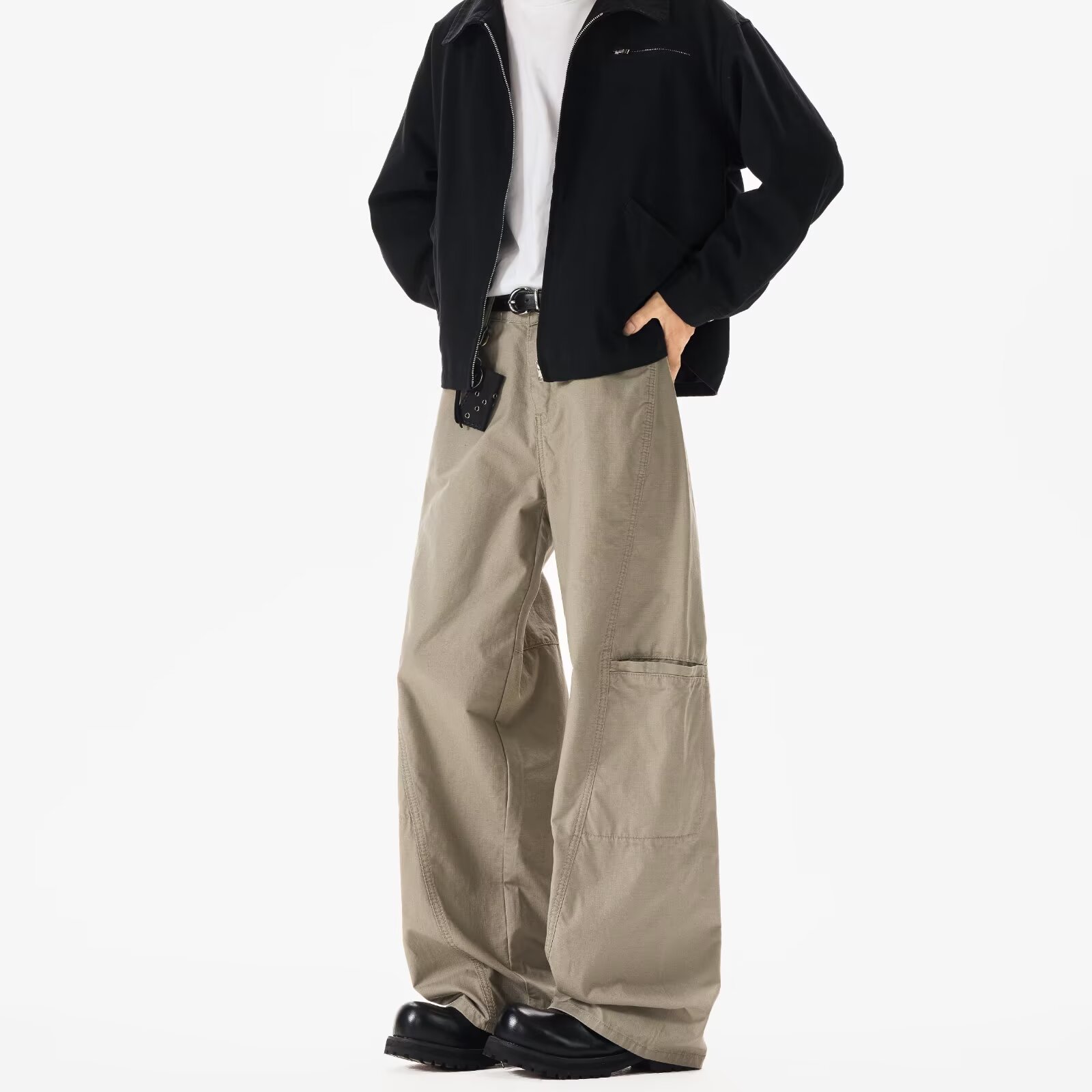 American Functional Wide-Leg Paratrooper High Street Cargo Pants Men's Autumn Casual Versatile Straight Loose Multi-Pocket Pants