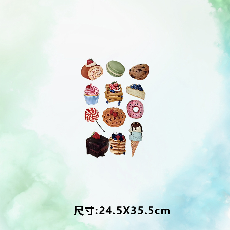 高级烫画图案新款蛋糕冰淇凌棒棒糖烫画贴印花衣服热转印白墨布贴