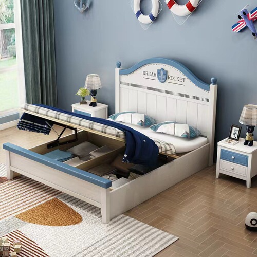 Modern Minimalist Solid Wood Children's Bed 1.5m Single Bed 1.2m · Student Boy 1.35m Small Living Space Storage