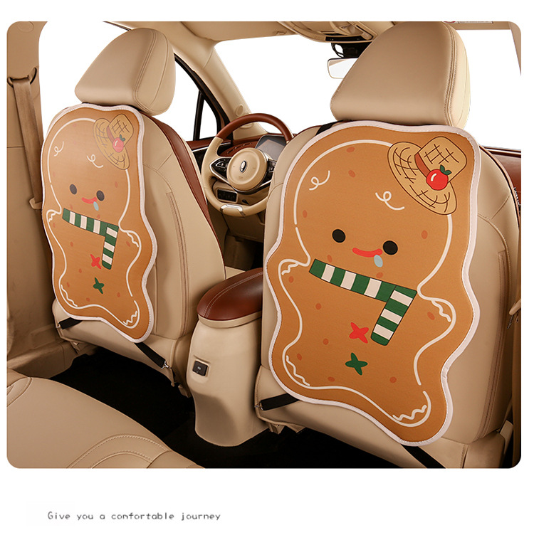 Gingerbread Man Anti-Kick Pad for Car Back Seat, Anti-Kick and Anti-Dirt Pad for Children, Universal Seat Protector for Car Interior