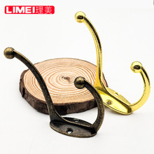 跨境仿古锌合金衣帽间衣钩试衣间挂钩墙壁上下双珠单钩金属钩子