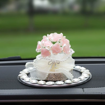 Aromatherapy Ornaments Car Decoration: Car Perfume Aromatherapy - rose-flower-pink-bow-starry-sky-mat-free-perfume