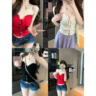 Tube Top One-Piece Outer Wear Women's Inner Bottoming Vest Sexy Short Top Knitted Woolen Women's Clothing Factory Wholesale