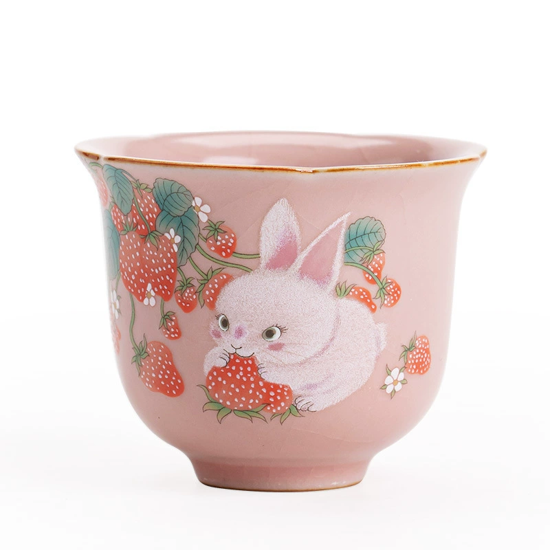 Имитируемая керамическая чашка чая с рисунком Rabbit Rabbit Flower, можно заварить чай, чайная пара Kung Fu Tea Master