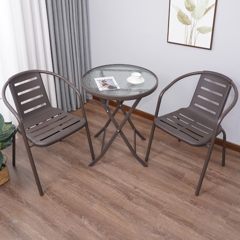 중공 의자(의자 2개 + 60cm 접이식 원형 테이블)