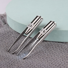 厂家直销LED带灯眉夹 修眉镊子眉钳美妆眉毛夹不锈钢美容工具套装