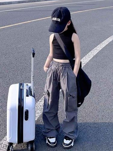 2025 Boys' and Girls' Work Pants High-Grade Straight Leg Casual Street Dance Sport Versatile Loose Tight Waist Long Pants