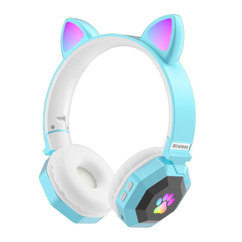 Новая кошачья ушная прическа светлая мультяшная голова в Bluetooth гарнитуре милый складной беспроводной картон plug-in гарнитура для девочек оптом