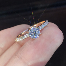 龙瑞TEMU速卖通跨境热卖欧美简约环保材质仿真钻石戒指锆石婚礼戒