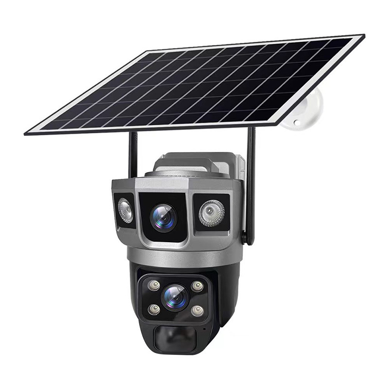 Cámara solar de baja potencia de tres pantallas al aire libre sin electricidad, sin red, teléfono móvil doméstico, visión nocturna remota, monitoreo HD