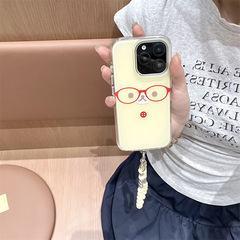 红色眼镜轻松熊表情适用iPhone17苹果16ProMax手机壳14卡通13趣味
