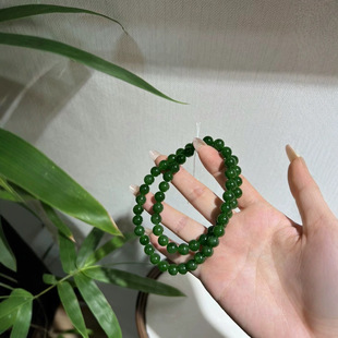 Jin Yutang Xinjiang Hotan Jade Laokeng Spinach Green No Black Dot 8mm Jade Is high quality