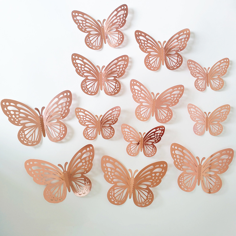 Pegatinas de pared mariposas 3d efecto metalizado pack de 12_voghion.com
