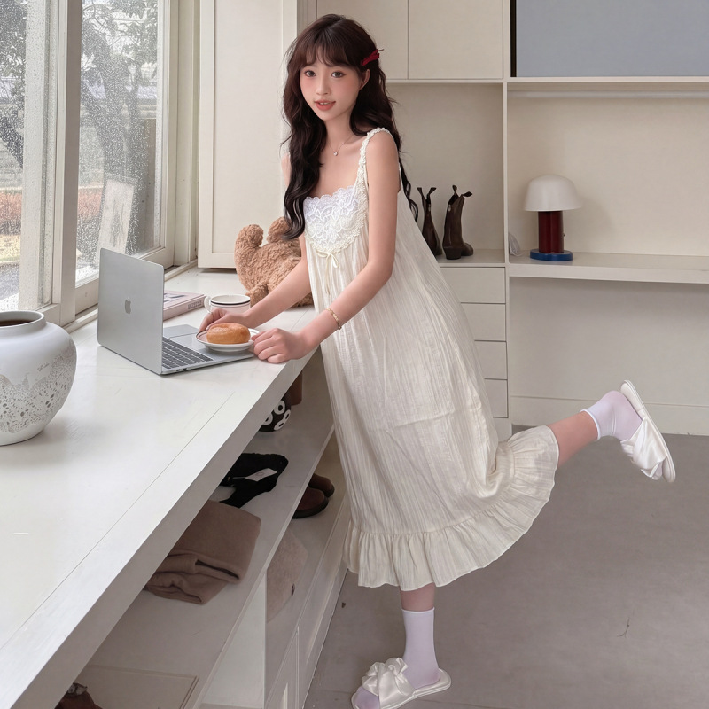 Luxurious and High-End Slip Dress for Petite Women, Made of Tencel Cotton, New Spring/Summer Style Sleepwear, Trendy Ladies' Dress, Home Wear, Free Shipping Luxurious and High-End Slip Dress for Petite Women, Made of Tencel Cotton, New Spring/Summer Style Sleepwear, Trendy Ladies' Dress, Home Wear, Free Shipping