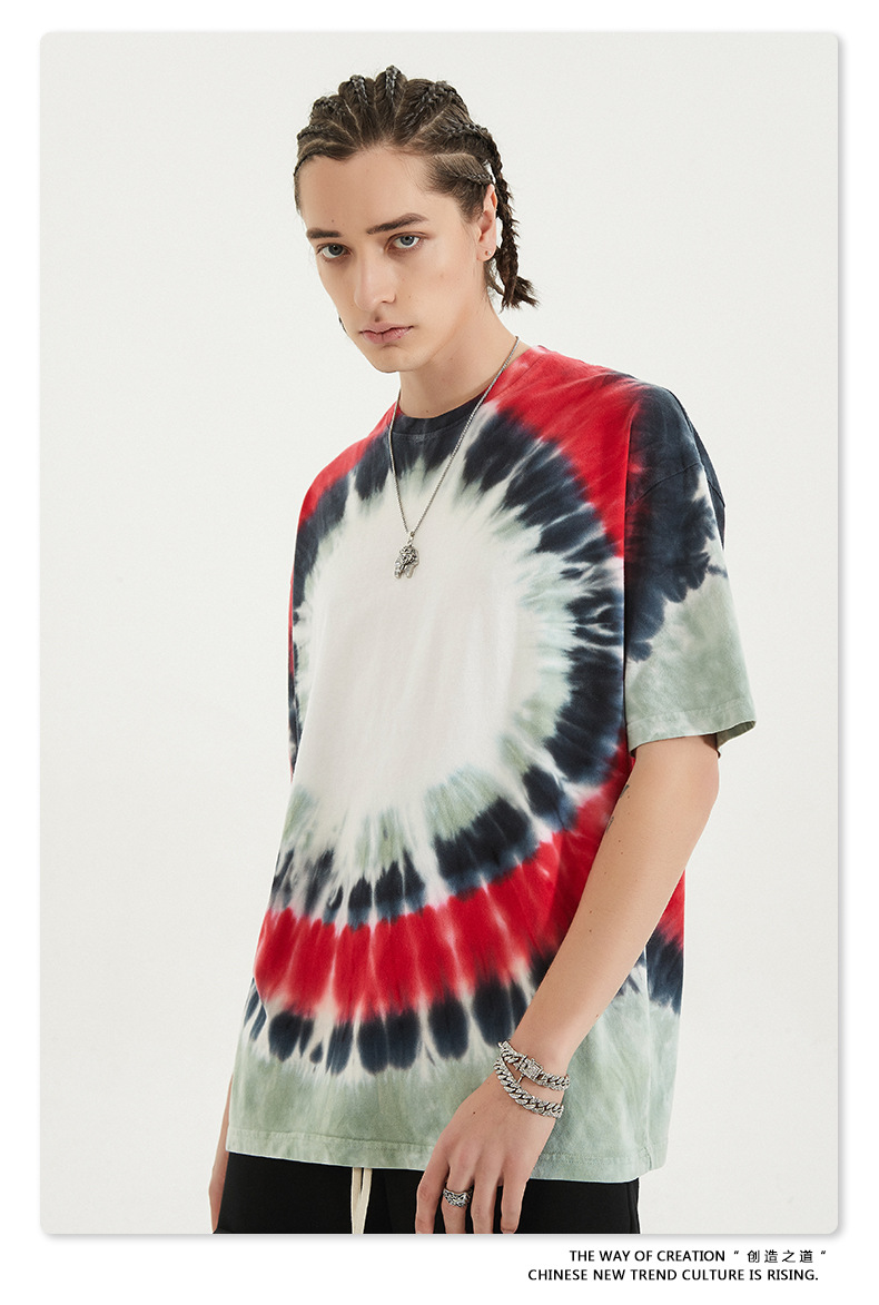 BE menswear | spring/summer European and American hip-hop explosion dyed shoulder short-sleeved dark wind high street loose tide T-shirt 14 10.jpg