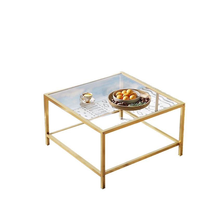 Mesa de café de vidrio mesa de té de lujo ligera sala de estar alta sensación mesa de café cuadrada de vidrio templado mesa de té