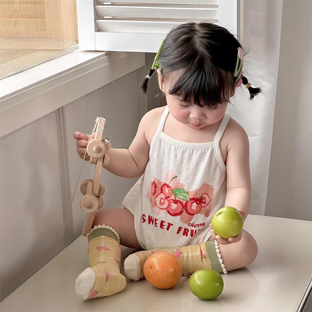 2024 verano nuevo estilo linda niña bebé japonés dibujos animados sección delgada transpirable casual letras honda bolso trasero