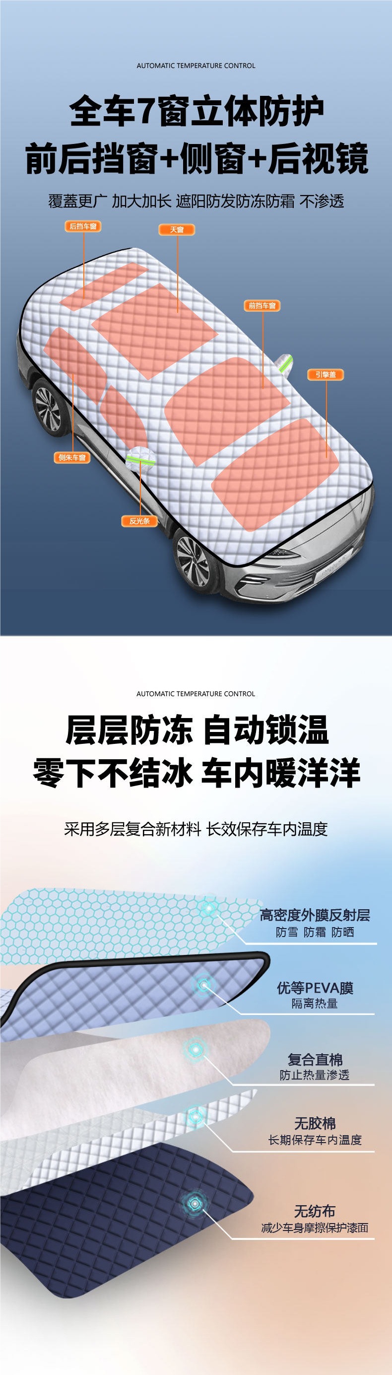Car Cover, Sun Protection, Rain Protection, Heat Insulation, Front Windshield Sunshade, Dustproof Cover, Snow Cover, Half-Body Cover