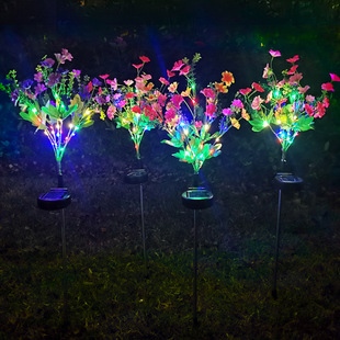 New solar wildflower lamp outdoor lawn jumping orchid daisy flower lamp Garden Garden artificial flower ground plug decorative lamp