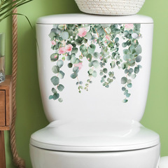 Foreign trade tropical green plant flowers leaves toilet sticker bathroom bathroom home decoration wall sticker painting sticker wholesale