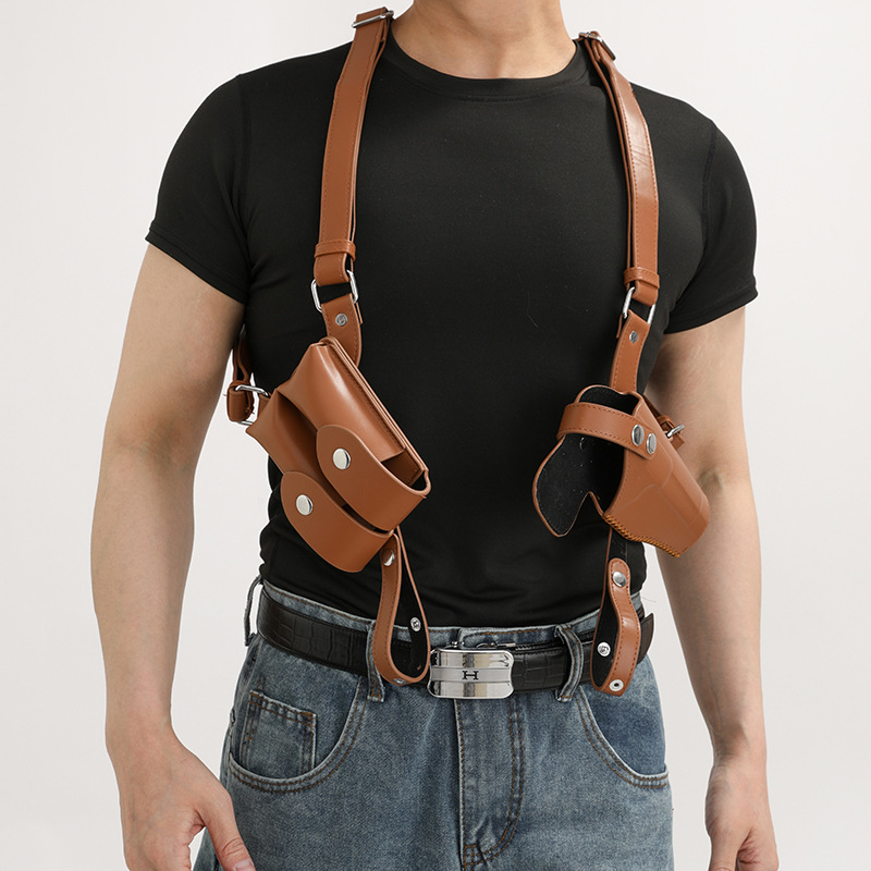 Cross-border outdoor universal tactical underarm quick-draw G17 holster concealed magazine pouch 1911 pistol leather gun bag