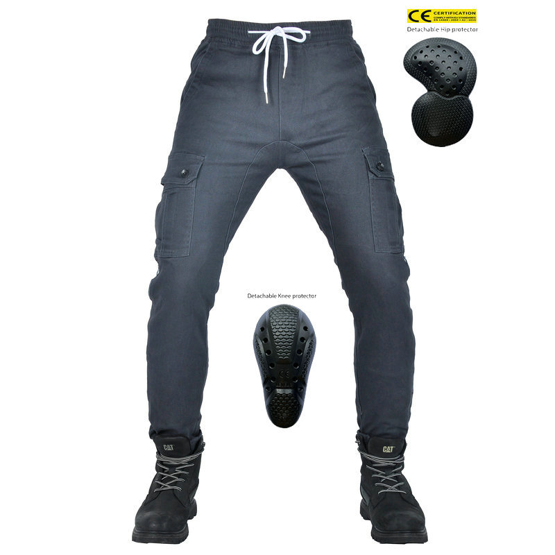 American retro overoles de los hombres de la motocicleta de invierno pantalones de montar casual motocicleta resistente a la gota de pierna ancha tobillo-atado pantalones forrados de lana