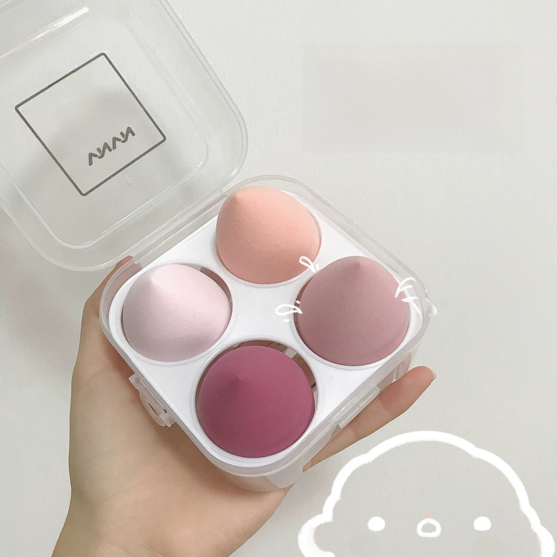 Общий торговый Тайланд VNVN Qifu Juice Makeup Egg Box Sponge Powder Sub -serving Witter Wet and Wet Both