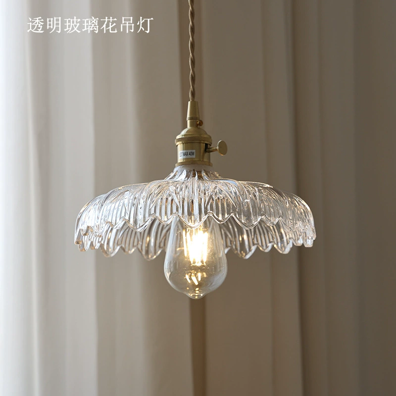 Retro Brass Ceiling Lamp, Cristal Glass Flower Shade, 33×33×22 cm, Multiple Glass Colors