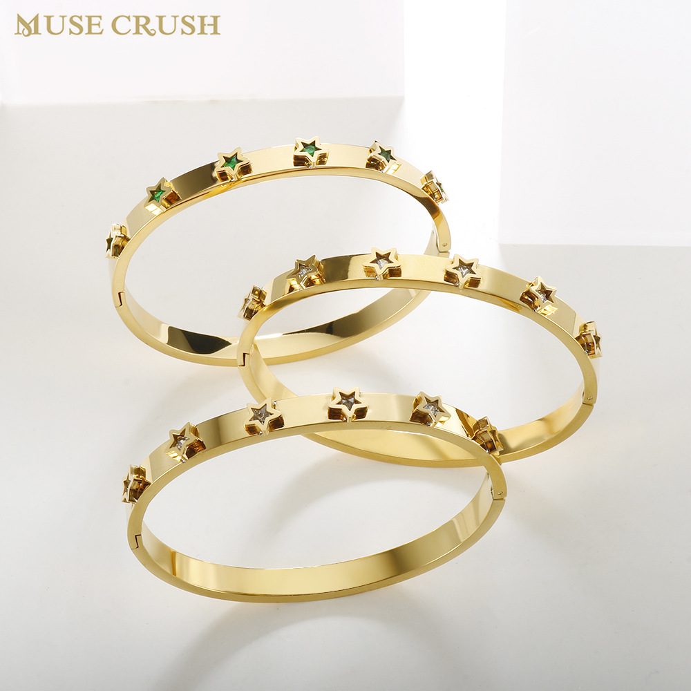 22g Weight Bangle Classification Elegant Star Titanium Steel Bangle In Bulk