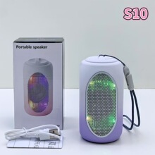 跨境新款S10手提蓝牙音箱户外炫彩灯TWS便携式桌面插卡礼品小音响